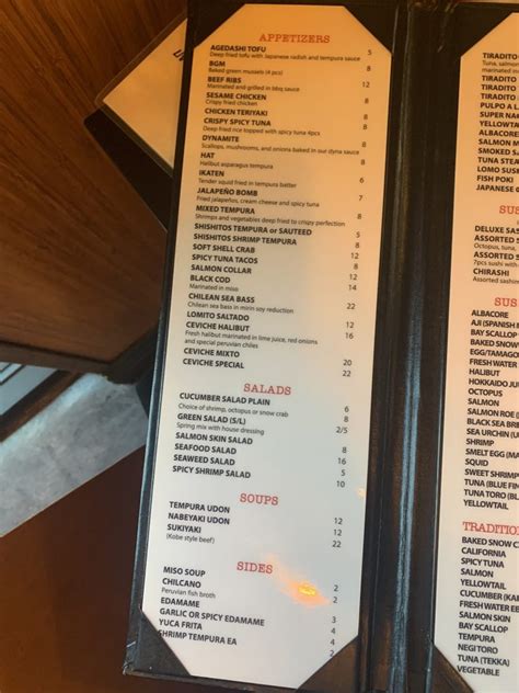 sushi peruvian fusion menu.